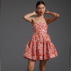 Jacquard Strapless Mini Dress